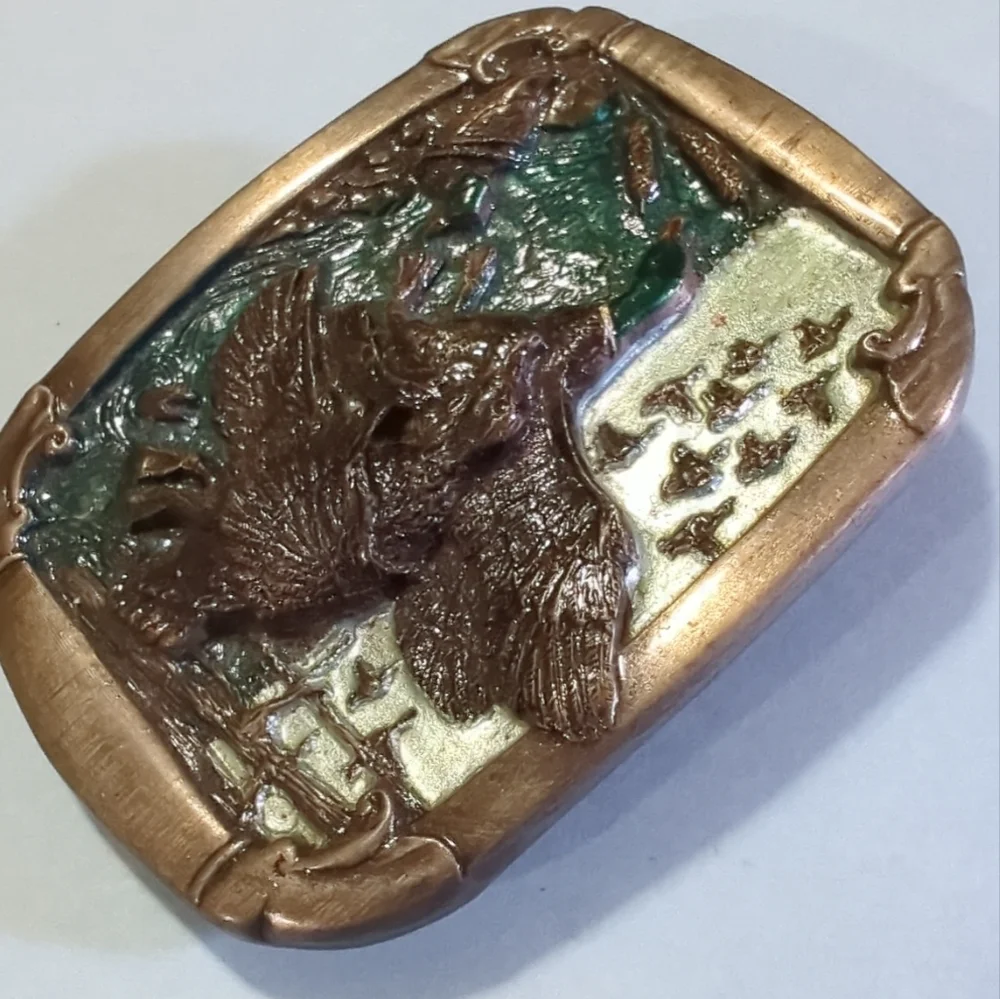 Vintage 1985 Mallard Ducks Belt Buckle Made In USA also Serial Numbered